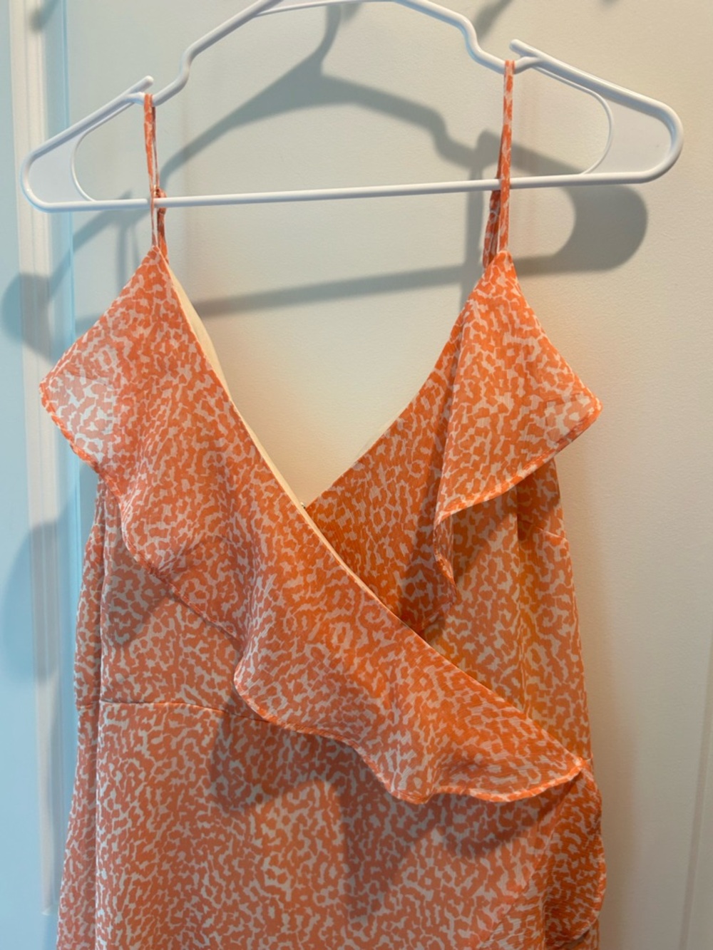 Express Peach Ruffle High-Low Wrap Dress - Picture 5 of 5